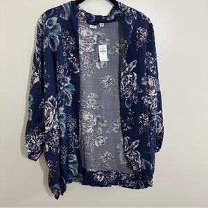 GAP Women’s Kimono Cardigan Blue Floral Sz L/XL New With Tag Lightweight